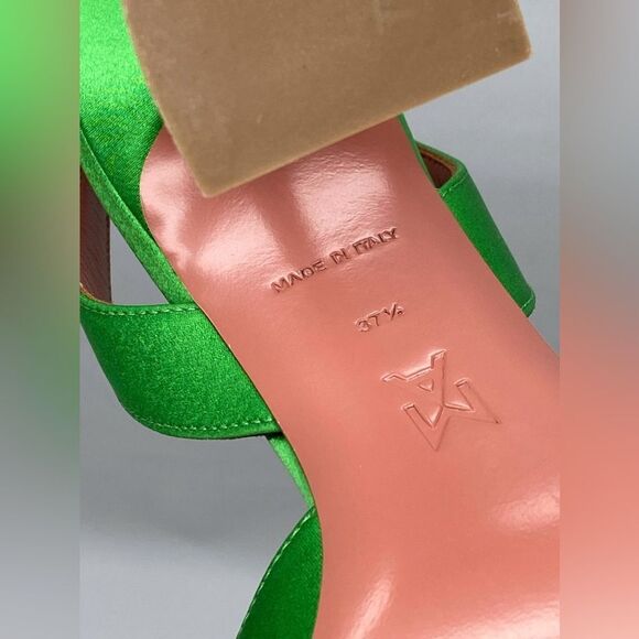 Amina Muaddi  Begum 95MM Satin & Crystal-Adorned Slingback Pumps size 37.5 - Picture 14 of 14